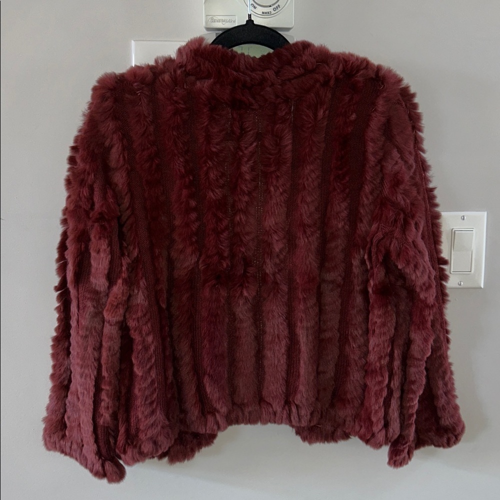 Heartloom Rosa Rabbit Fur Jacket Wine - Picture 11 of 12